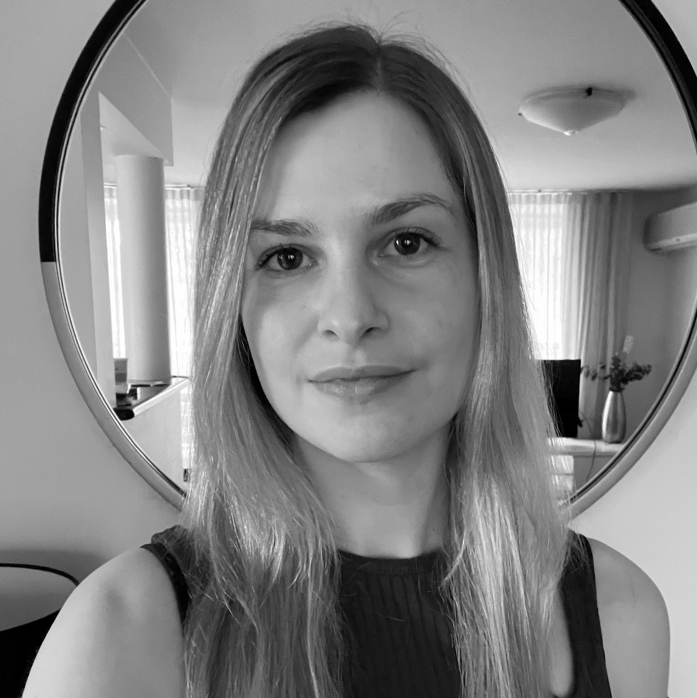 Black and white photo of Sian